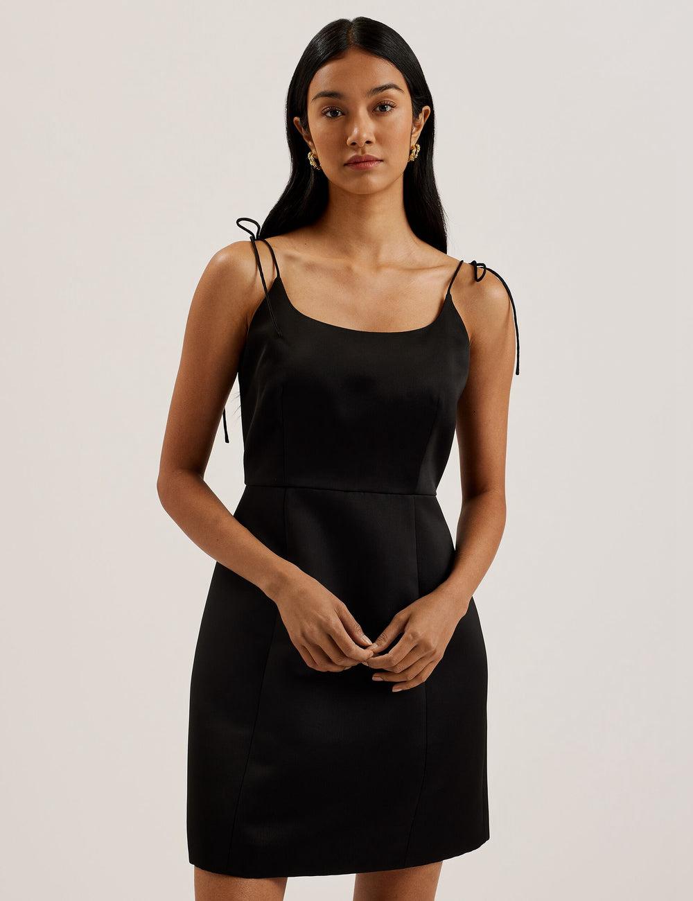 Women Ted Baker KAVALA - Strap Square Neck Mini Dresses Black | KSA  4021-RQLSA