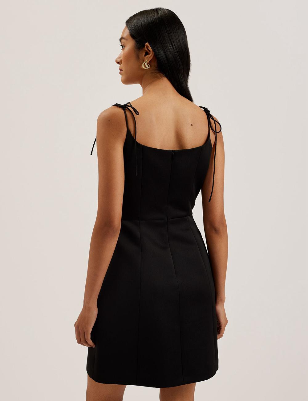 Women Ted Baker KAVALA - Strap Square Neck Mini Dresses Black | KSA  4021-RQLSA