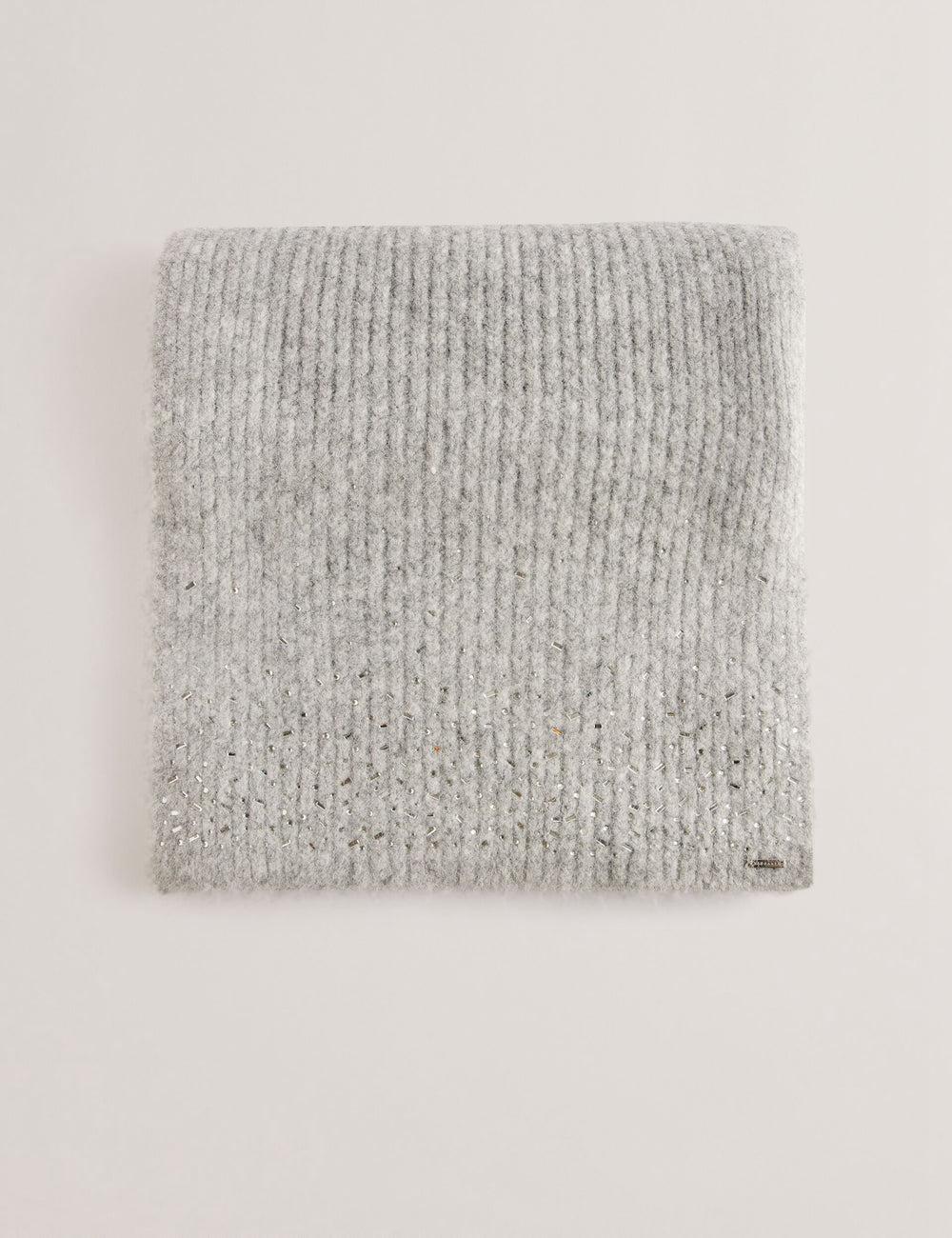 Women Ted Baker KERIISA - Scattered Rhinestone Knitted Scarves Grey | KSA  4265-NMHPC