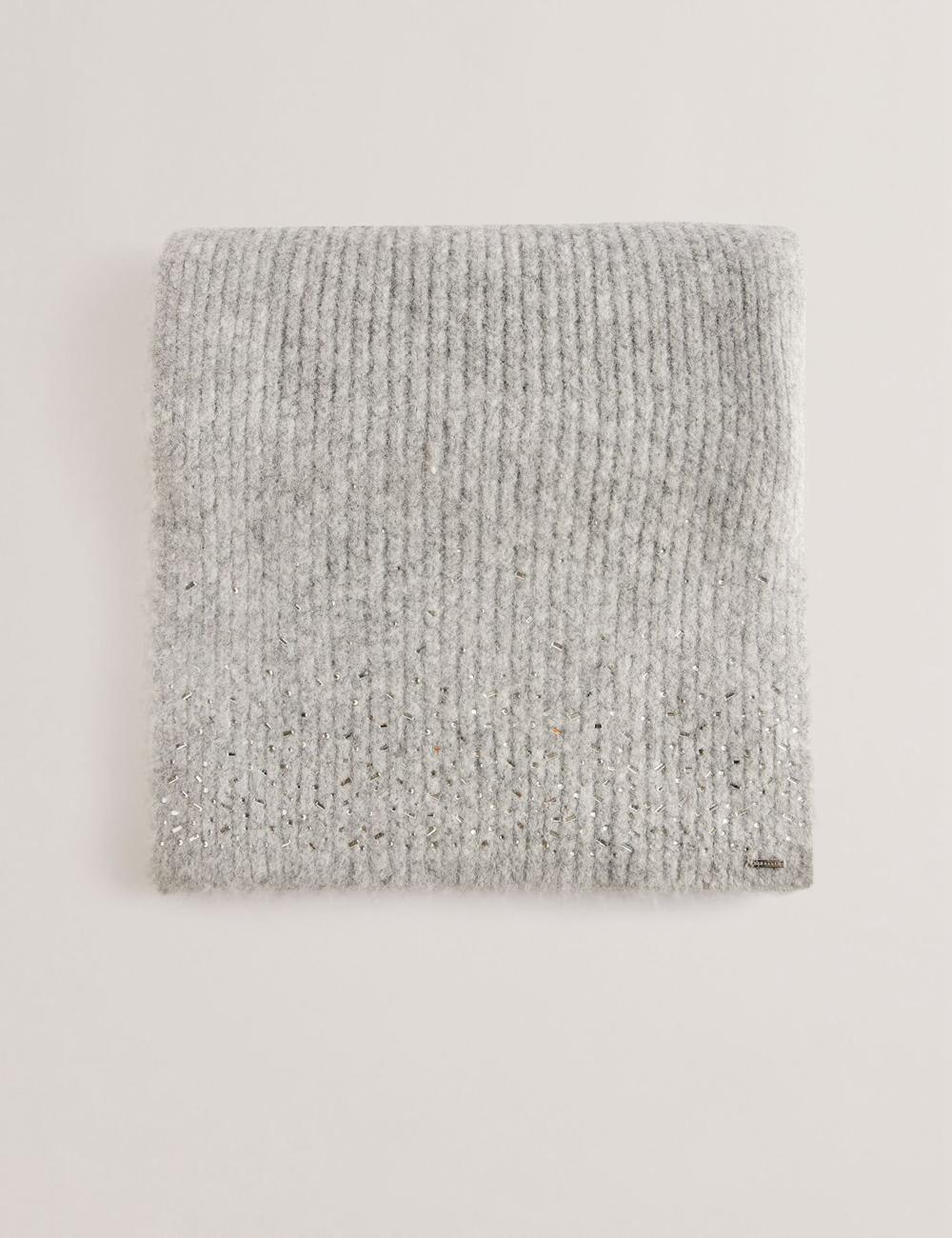 Women Ted Baker KERIISA - Scattered Rhinestone Knitted Scarves Grey | KSA  4265-NMHPC