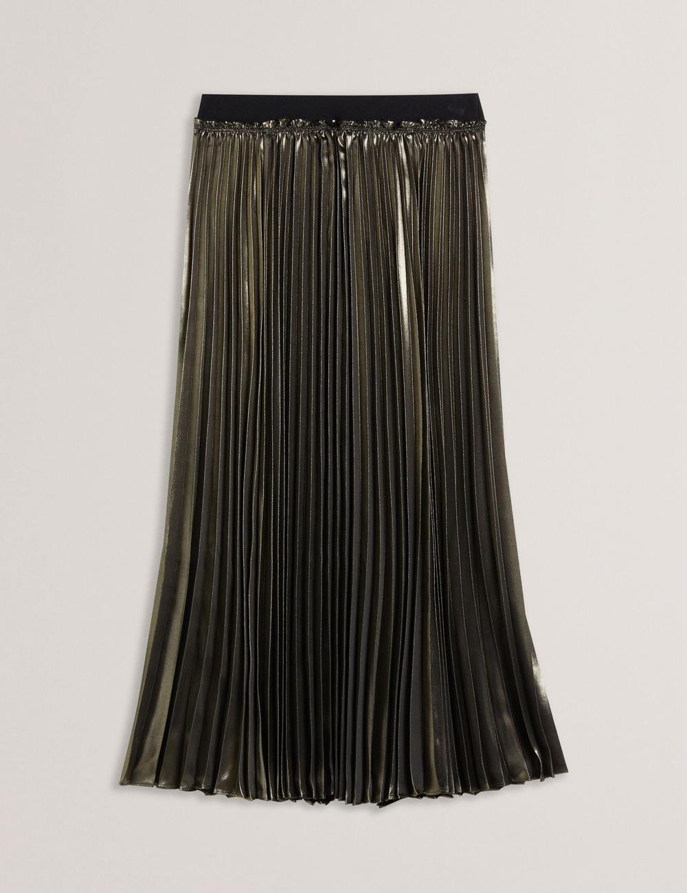 Women Ted Baker KESE - Metallic Pleated A-Line Midi Skirts Gold | KSA  2138-IHCOZ