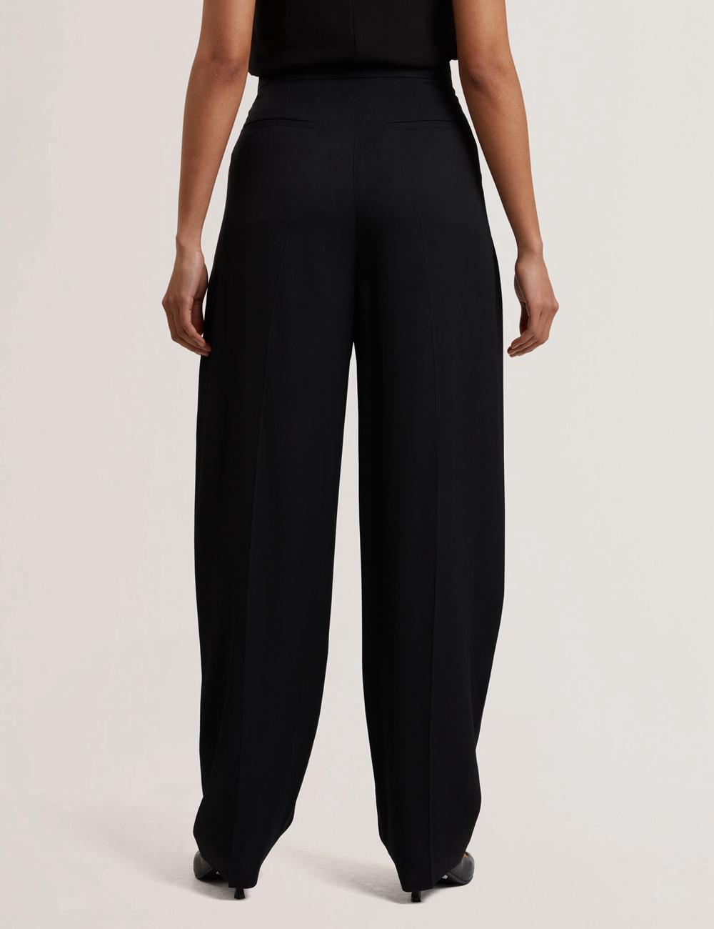 Women Ted Baker KIOLLI - Wool Blend Barrel Leg Tailored Trousers Black | KSA  9063-SWQMA