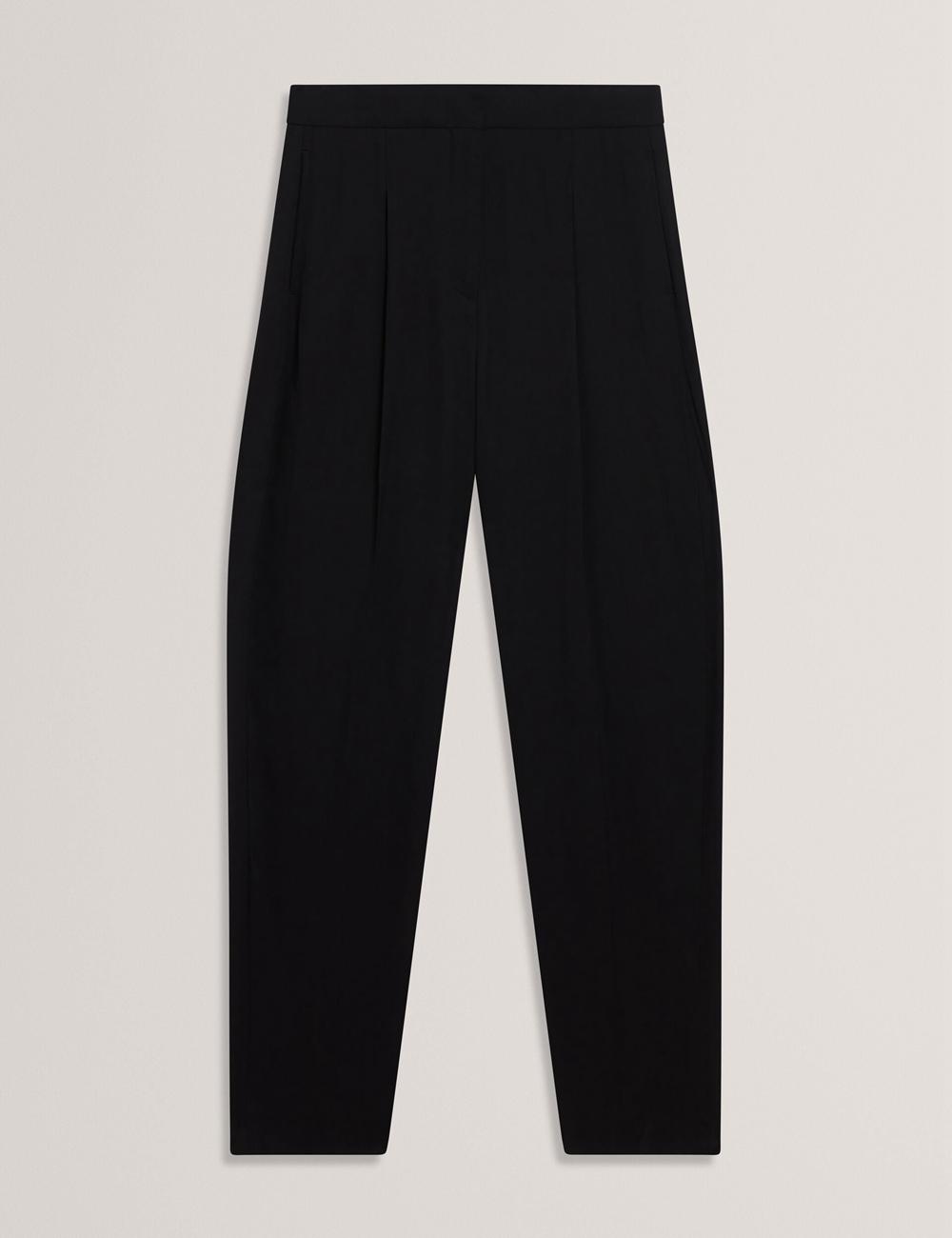 Women Ted Baker KIOLLI - Wool Blend Barrel Leg Tailored Trousers Black | KSA  9063-SWQMA
