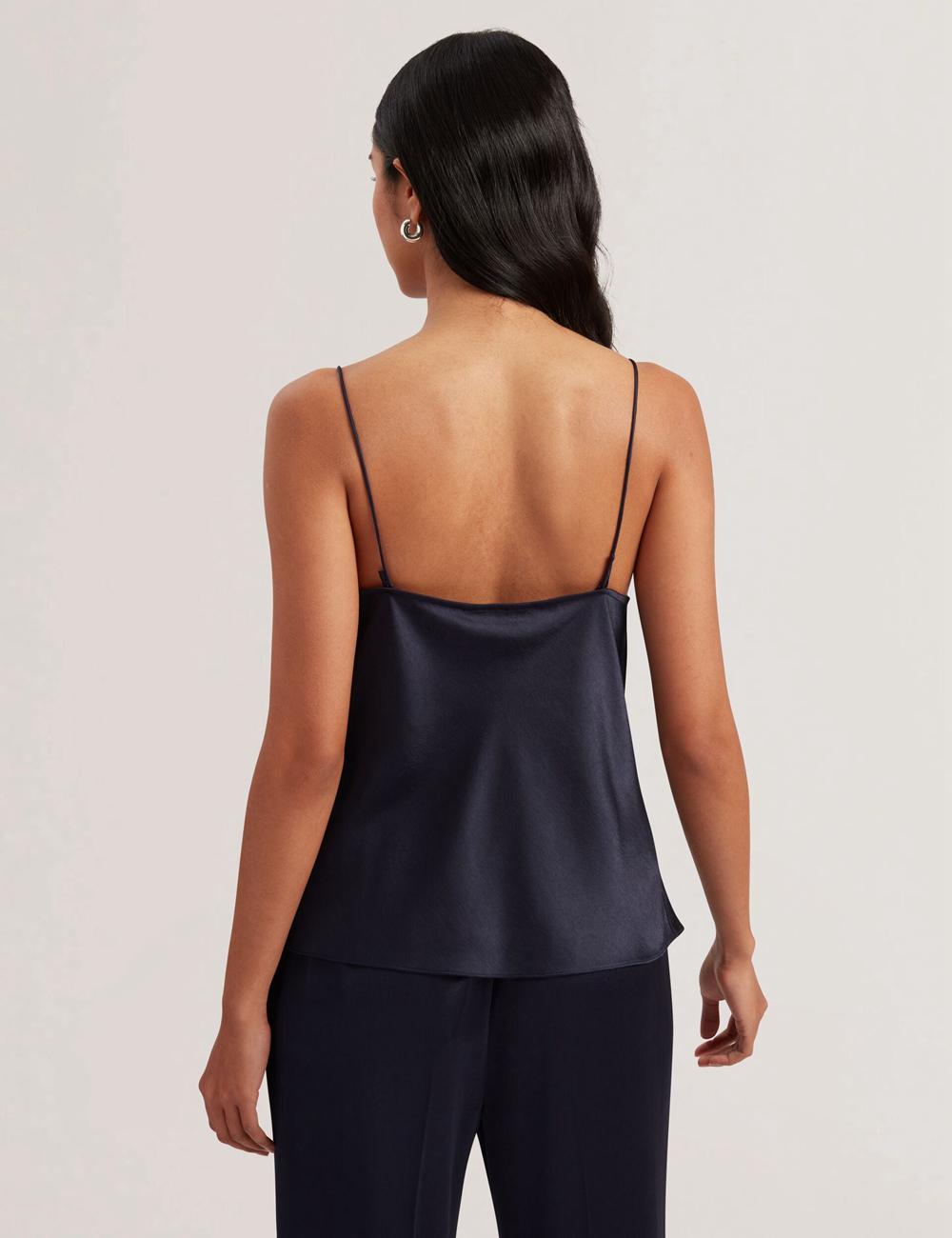 Women Ted Baker KITI - Satin Cowl Neck Strappy Cami Tops Navy | KSA  4358-OYUTH