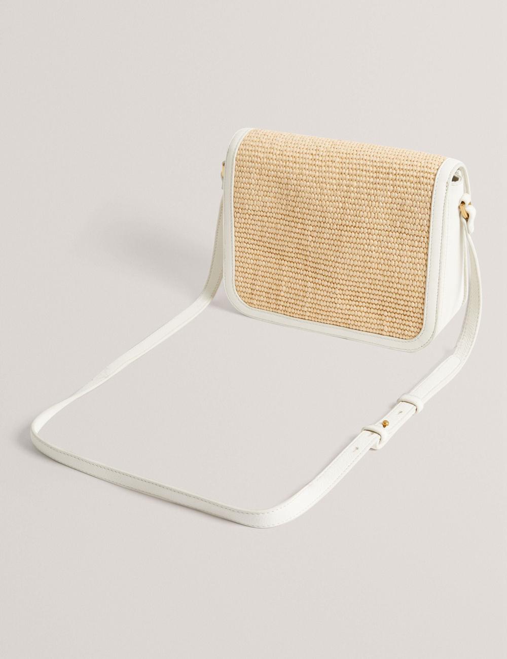 Women Ted Baker KKASSIA - Faux Raffia Twist Lock Crossbody Satchel Satchel Bags Ecru | KSA  4529-RCZTU