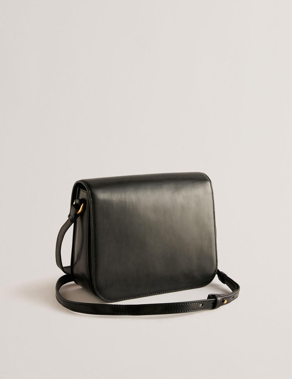 Women Ted Baker KKAYLI - Polished Leather Crossbody Satchel Satchel Bags Black | KSA  8069-SKAQO