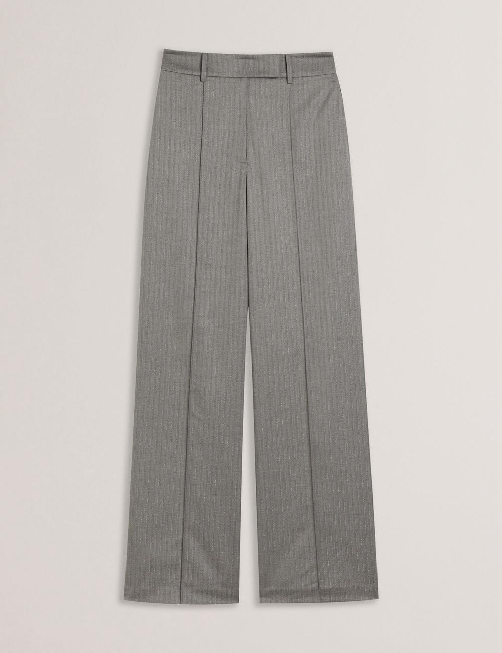 Women Ted Baker KOAT - Herringbone Wide Leg Tailored Trousers Dk-Grey | KSA  8261-JMSFN