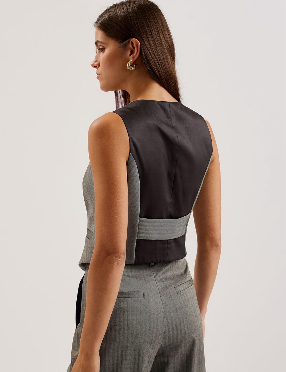 Women Ted Baker KOAW - Herringbone Single Breasted Suit Waistcoat Dk-Grey | KSA  8529-PLMCV