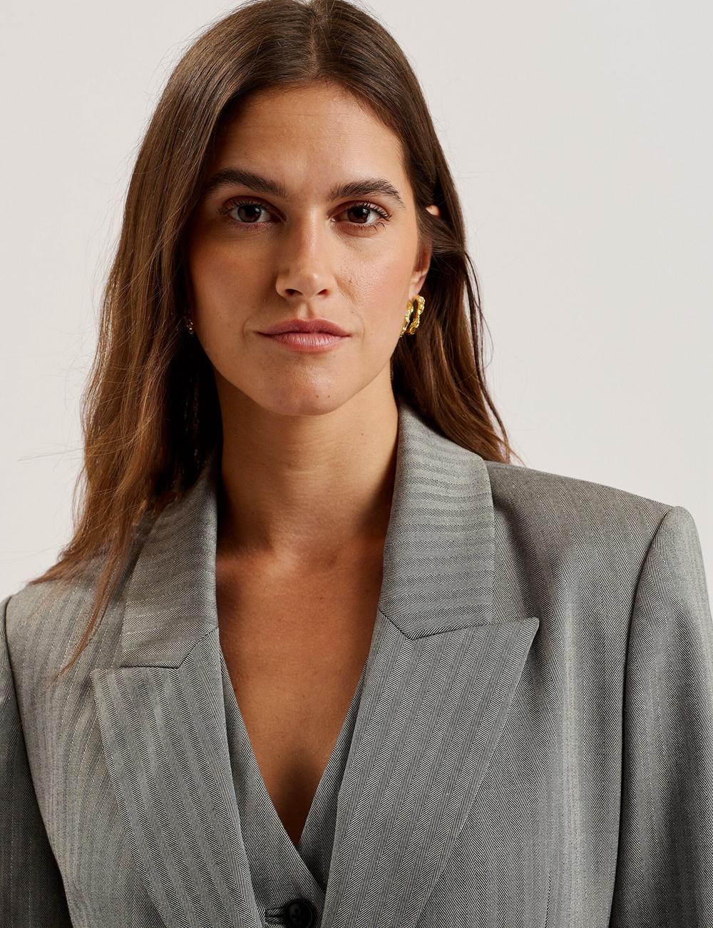 Women Ted Baker KOA - Oversized Herringbone Single Breasted Blazers Dk-Grey | KSA  0718-SDTZV