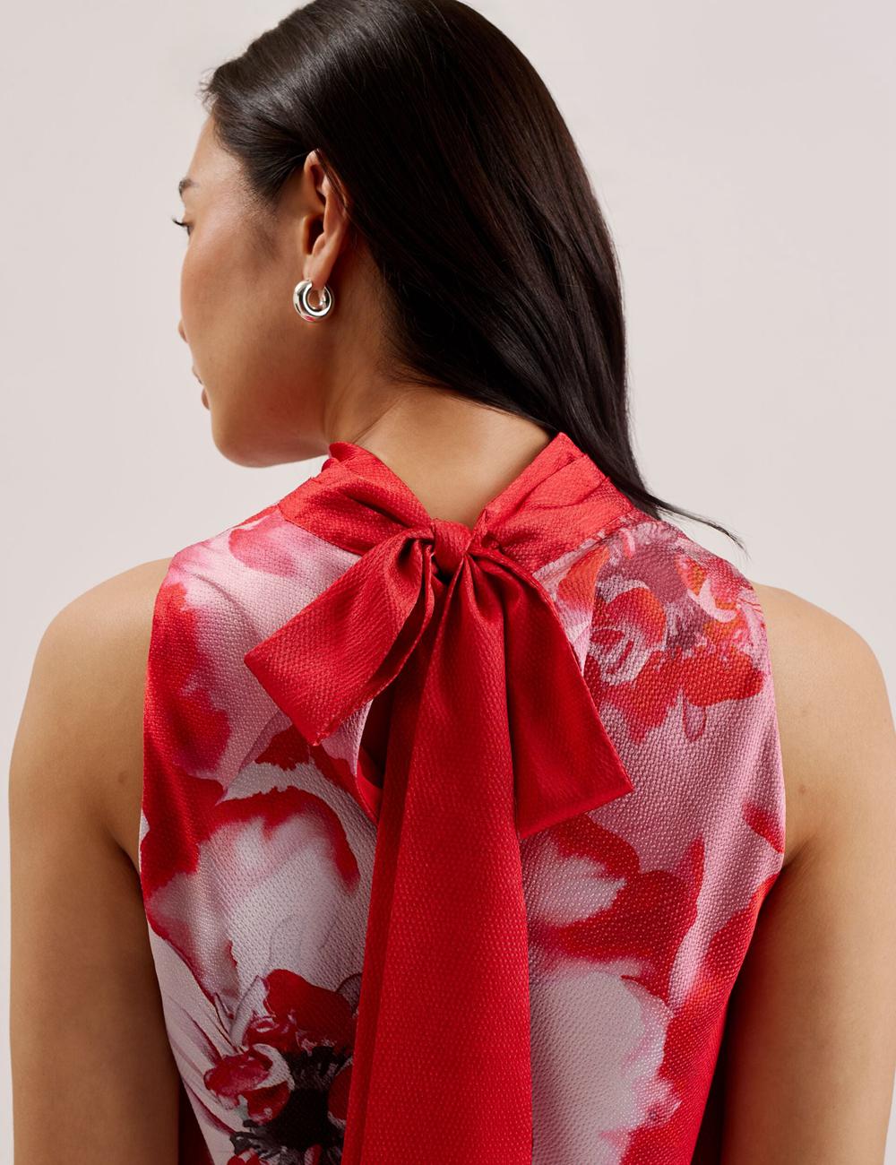 Women Ted Baker KOHANA - Floral Satin High Neck Sleeveless Top Blouses Red | KSA  4358-NVXTD