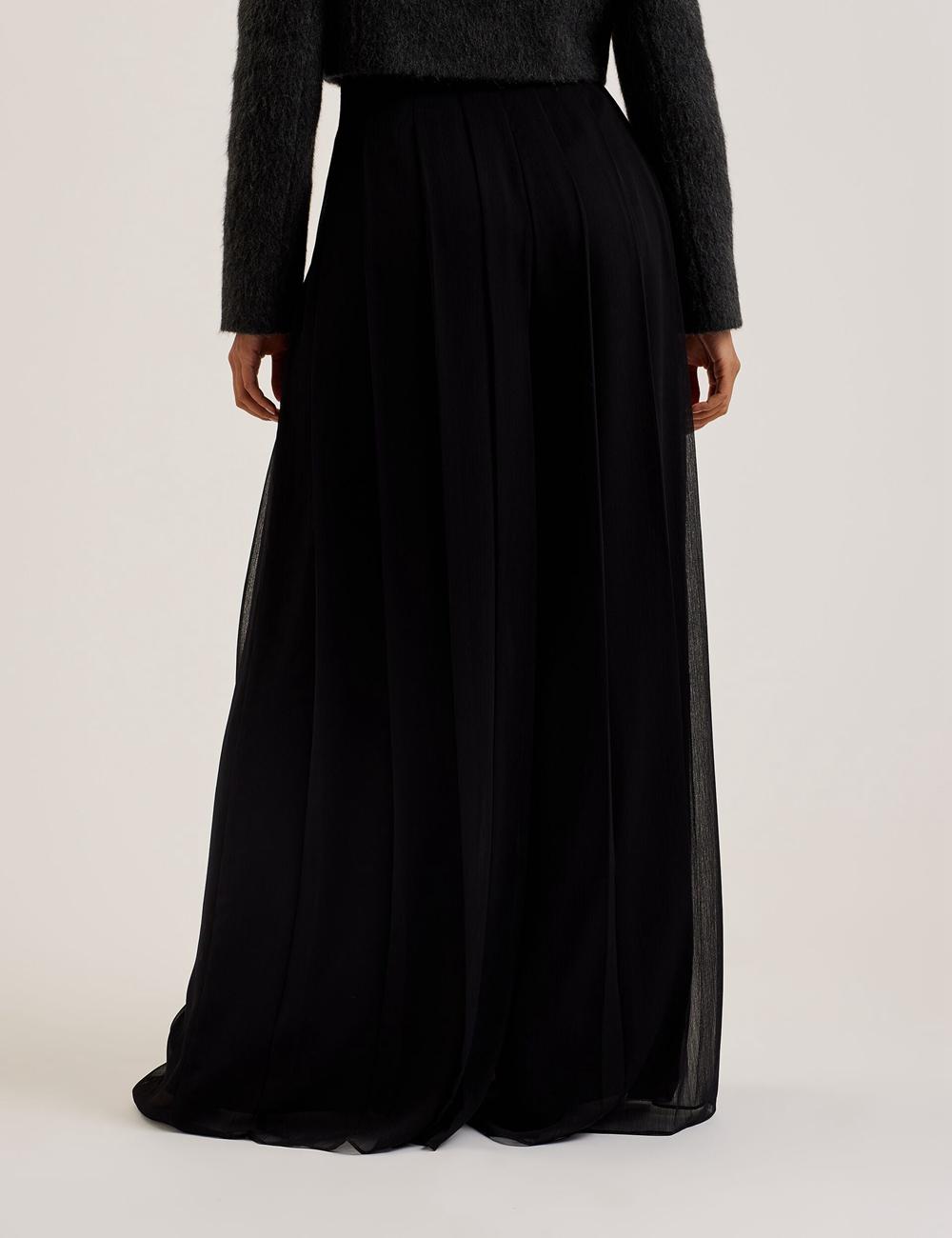 Women Ted Baker KOKUTO - Chiffon Pleated Wide Leg Palazzo Trousers Black | KSA  1583-JWEDN