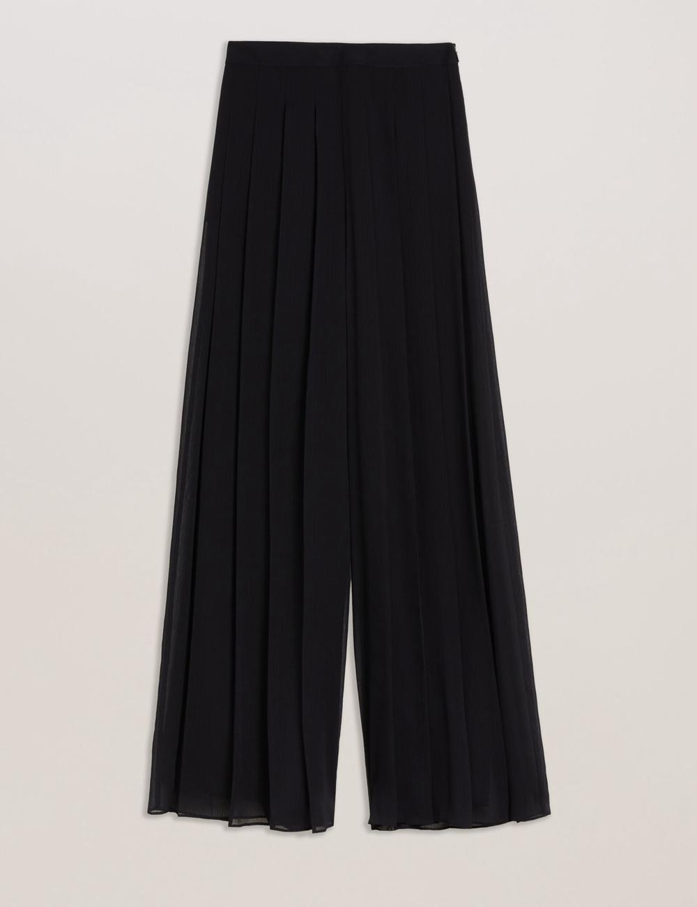 Women Ted Baker KOKUTO - Chiffon Pleated Wide Leg Palazzo Trousers Black | KSA  1583-JWEDN