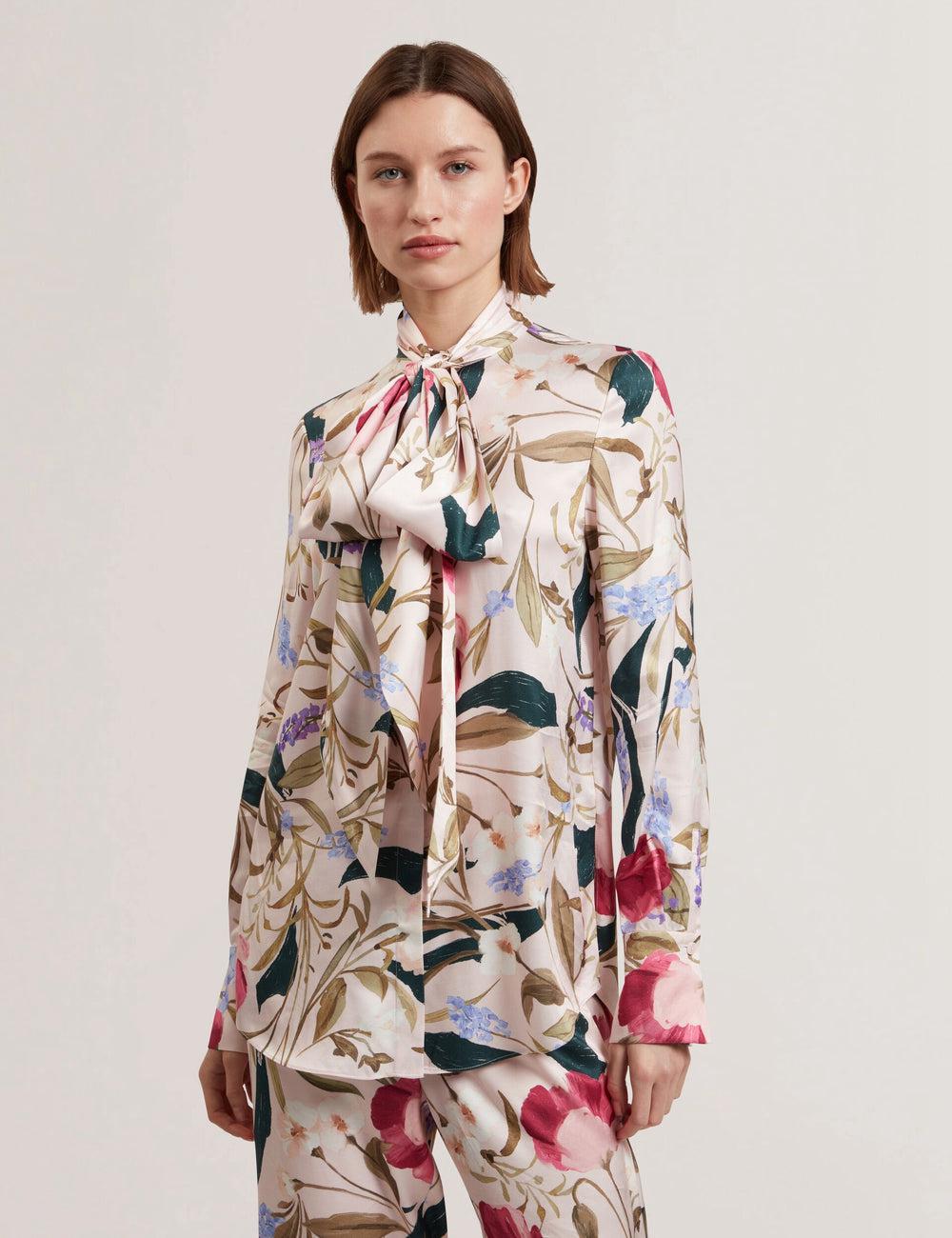 Women Ted Baker LEEYAA - Floral Print Neck Longline Blouses Pink | KSA  9803-ESCMX