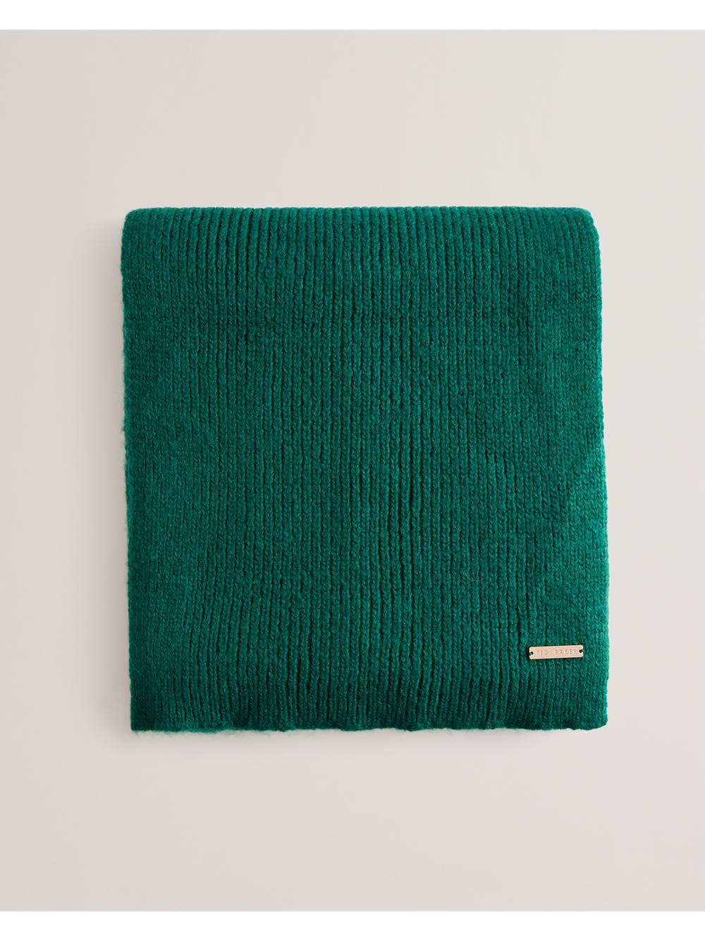 Women Ted Baker LIDIIES - Ribbed Wool Blend Knitted Scarves Dk-Green | KSA  1590-RHACW