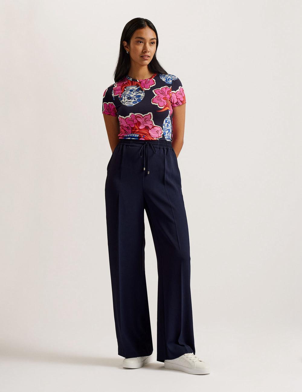Women Ted Baker LILIAAH - Wide Leg Tailored Joggers Navy | KSA  2379-TLONV