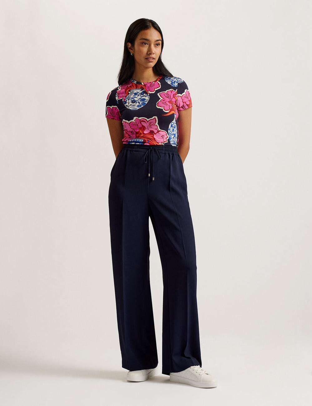 Women Ted Baker LILIAAH - Wide Leg Tailored Joggers Navy | KSA  2379-TLONV