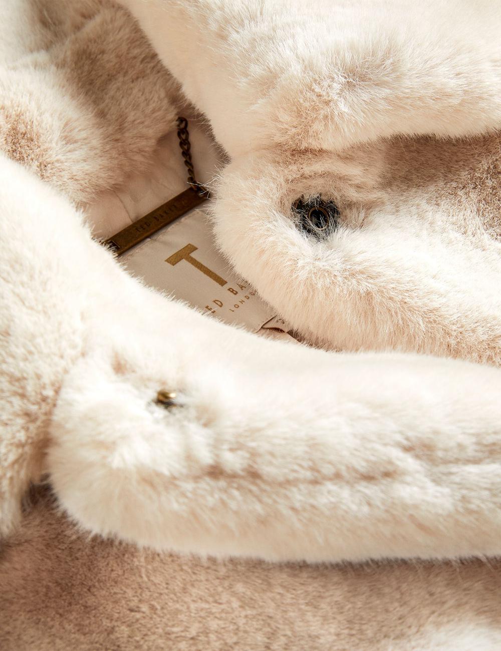 Women Ted Baker LILIAM - Faux Fur Collared Short Coat Jackets Ivory | KSA  6792-BCILT