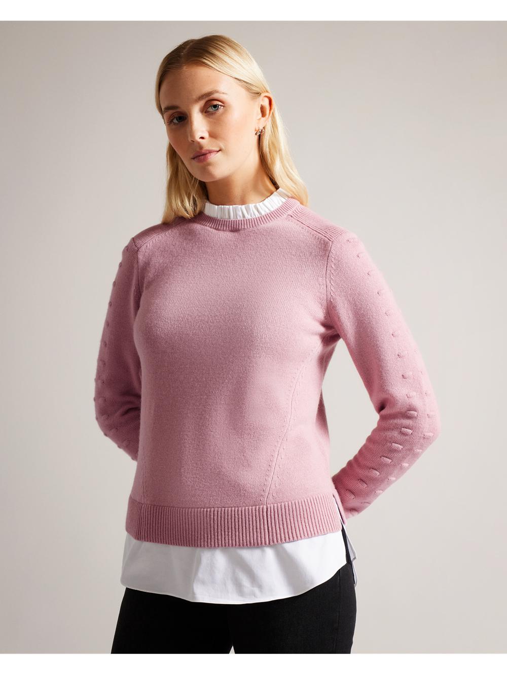 Women Ted Baker LISSIAH - Bobble Detail Shirt Hem Knitted Jumpers Dusky-Pink | KSA  2631-DWRQG