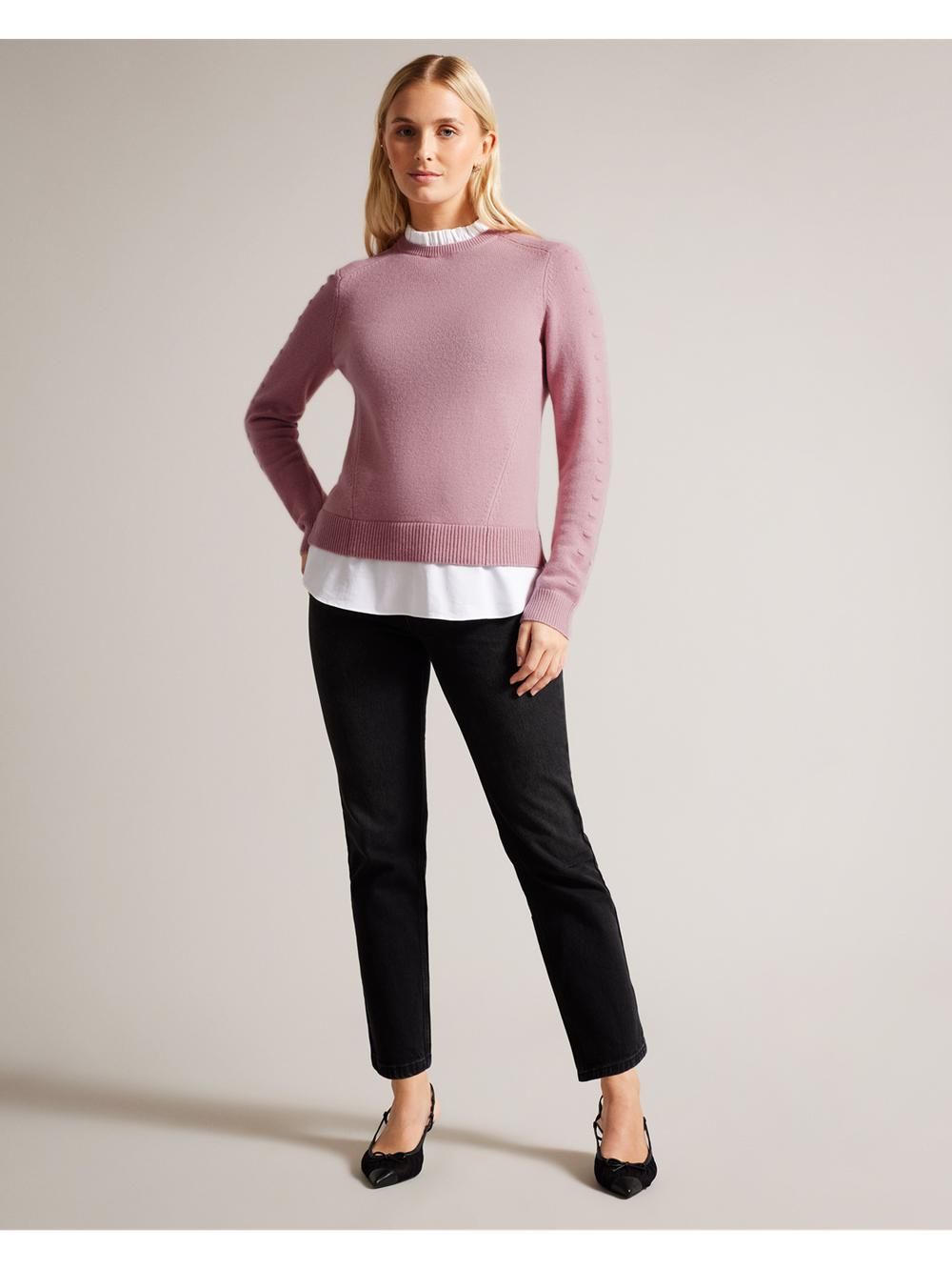 Women Ted Baker LISSIAH - Bobble Detail Shirt Hem Knitted Jumpers Dusky-Pink | KSA  2631-DWRQG