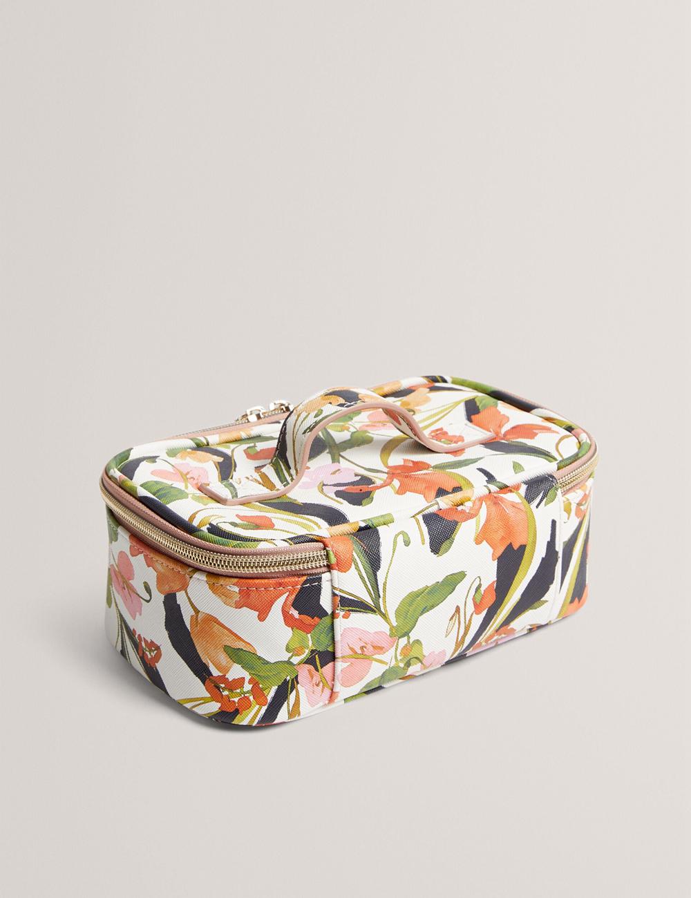 Women Ted Baker LOUIAA - Floral Printed Small Top Handle Wash Bags White | KSA  6241-URSLZ