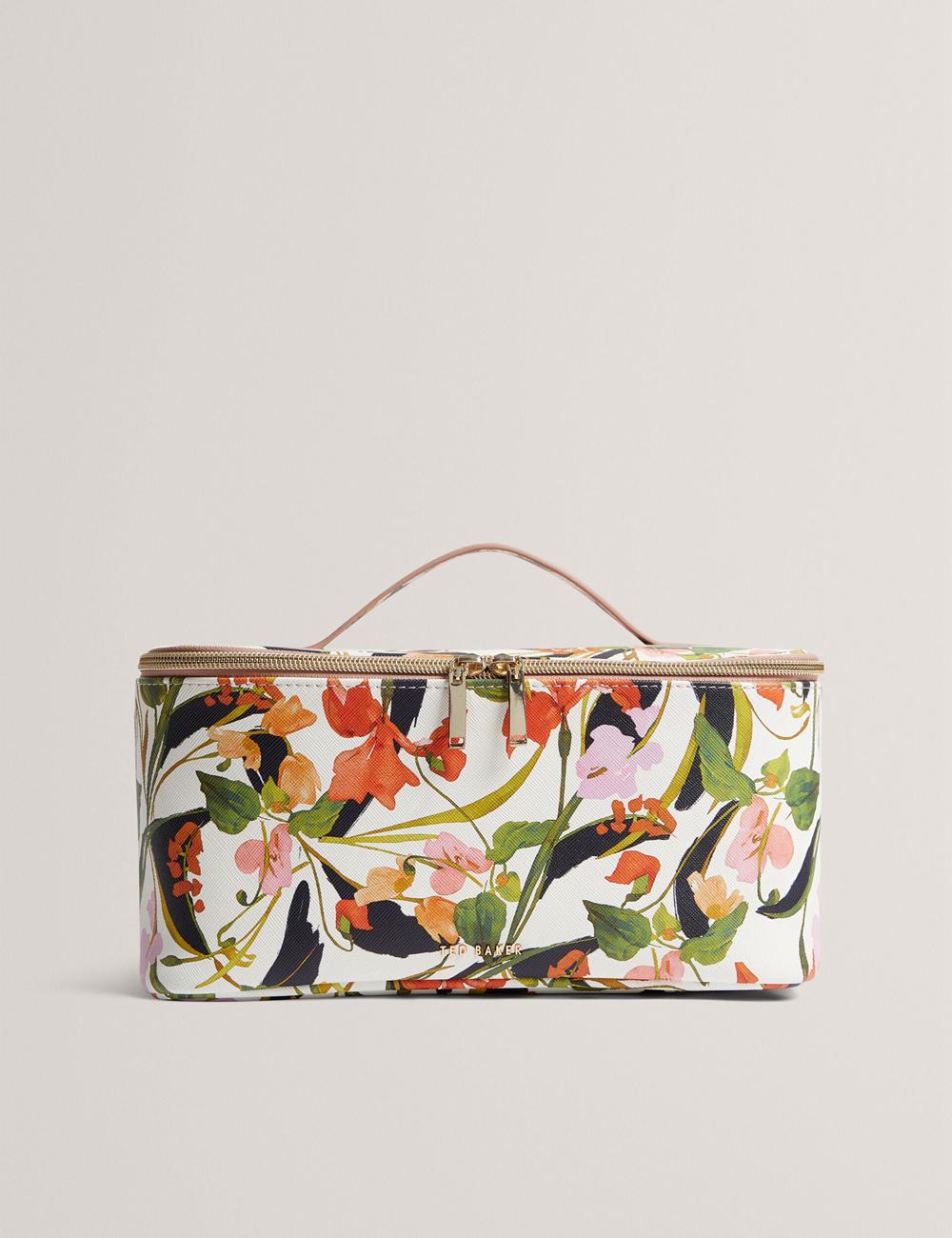 Women Ted Baker LOUISII - Floral PU Top Handle Large Wash Bags Nat-White | KSA  2980-EZWSL