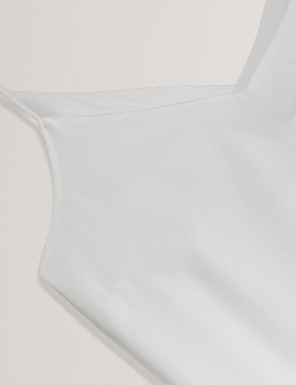 Women Ted Baker LULEA - Chiffon Detail V-Neck Strappy Cami Tops Ivory | KSA  8547-HOJTM