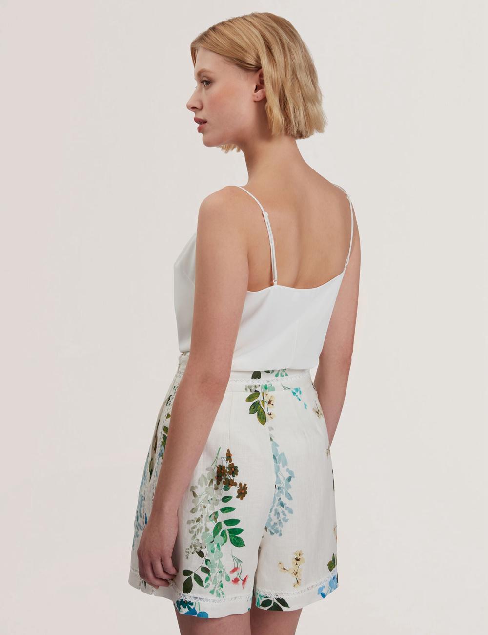 Women Ted Baker LULEA - Chiffon Detail V-Neck Strappy Cami Tops Ivory | KSA  8547-HOJTM