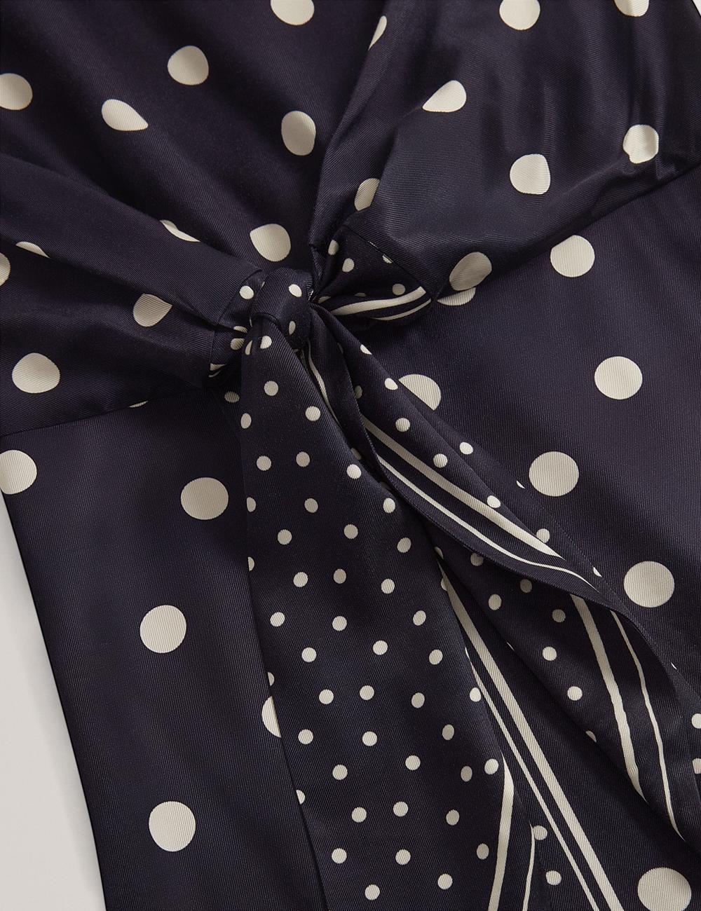 Women Ted Baker MALMOA - Polka Dot Detail Column Midi Dresses Navy | KSA  7439-MLTKE