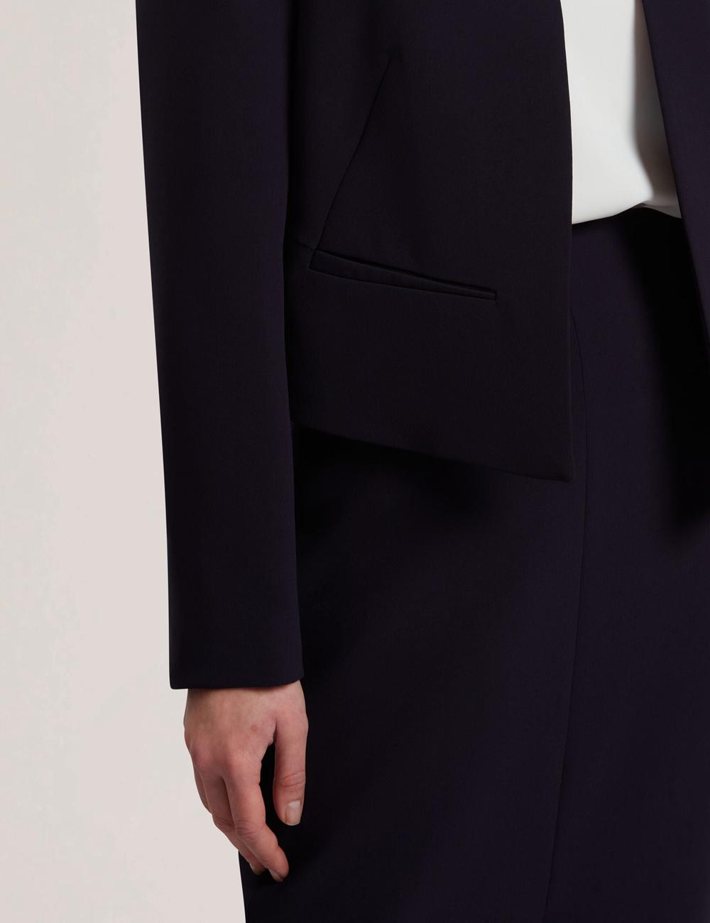 Women Ted Baker MANABJL - Tailored Round Neck Cropped Open Jackets Navy | KSA  7540-MQIYP