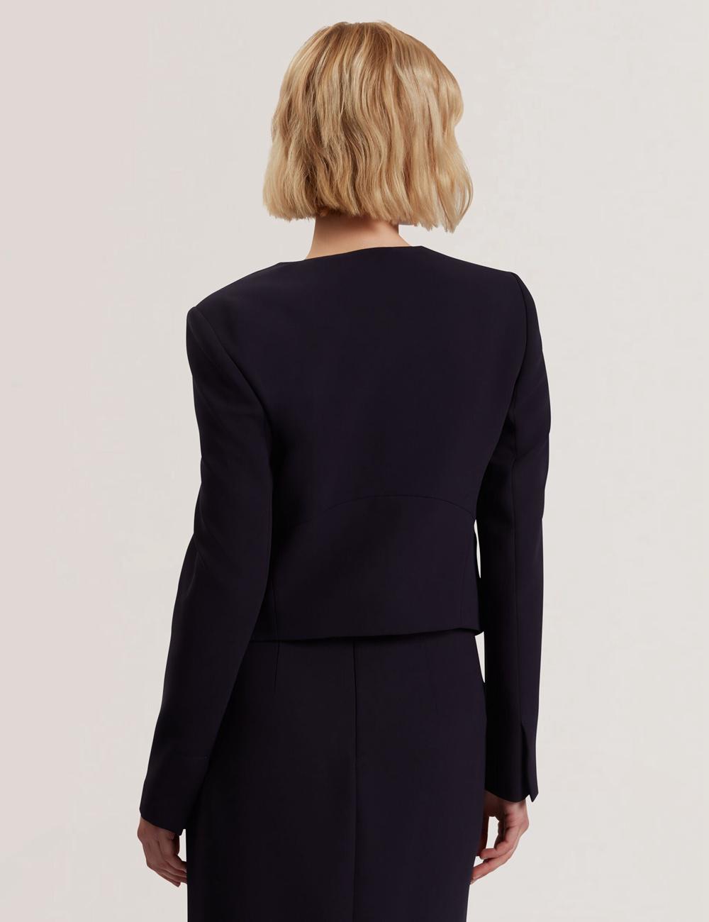 Women Ted Baker MANABJL - Tailored Round Neck Cropped Open Jackets Navy | KSA  7540-MQIYP