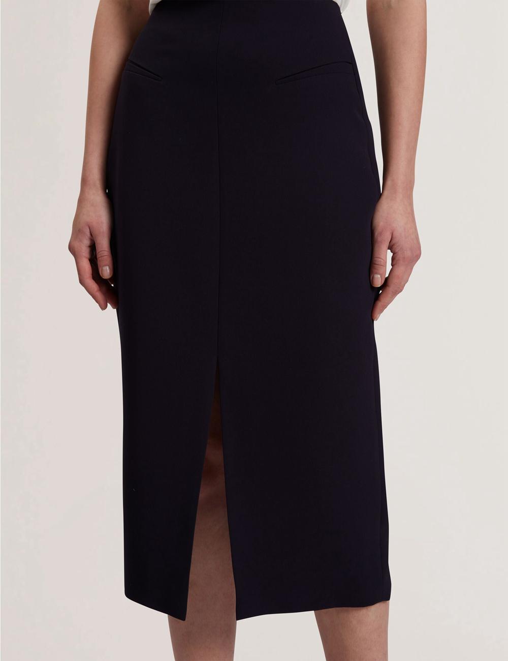 Women Ted Baker MANABSL - Tailored Midi Pencil Skirt With Front Split Midi Skirts Navy | KSA  3916-DKOBQ