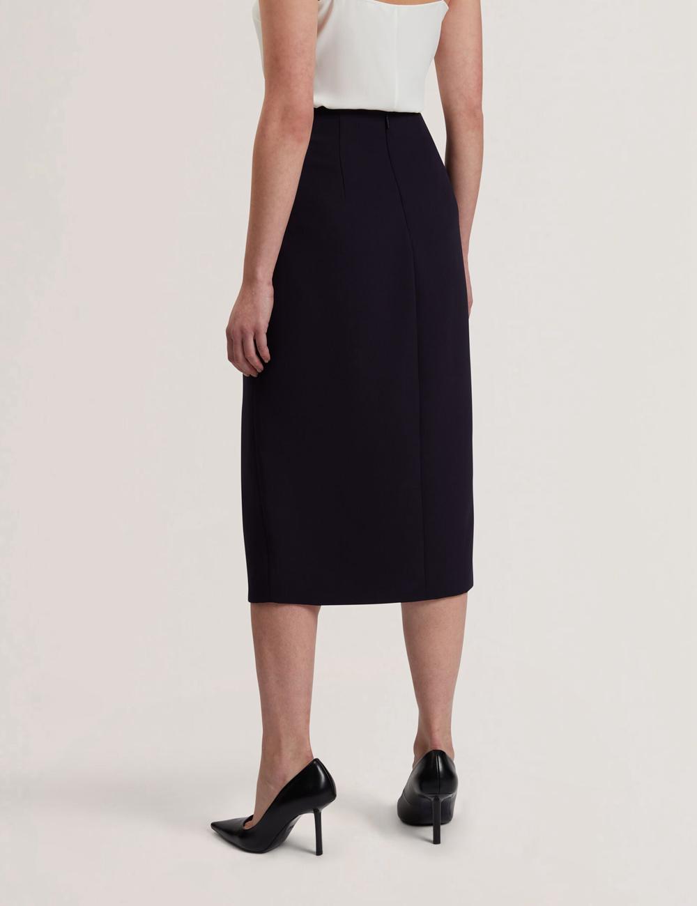 Women Ted Baker MANABSL - Tailored Midi Pencil Skirt With Front Split Midi Skirts Navy | KSA  3916-DKOBQ