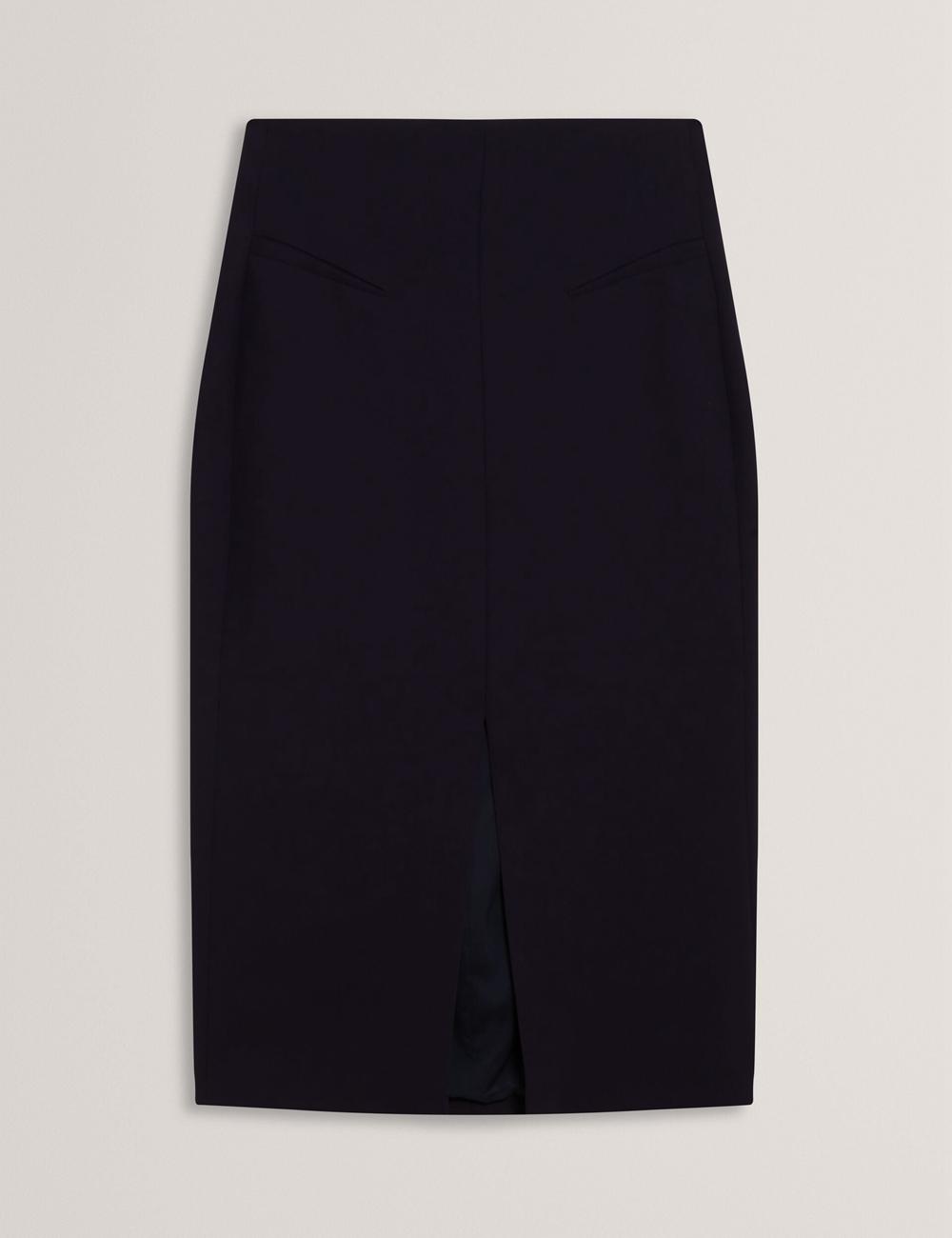 Women Ted Baker MANABSL - Tailored Midi Pencil Skirt With Front Split Midi Skirts Navy | KSA  3916-DKOBQ