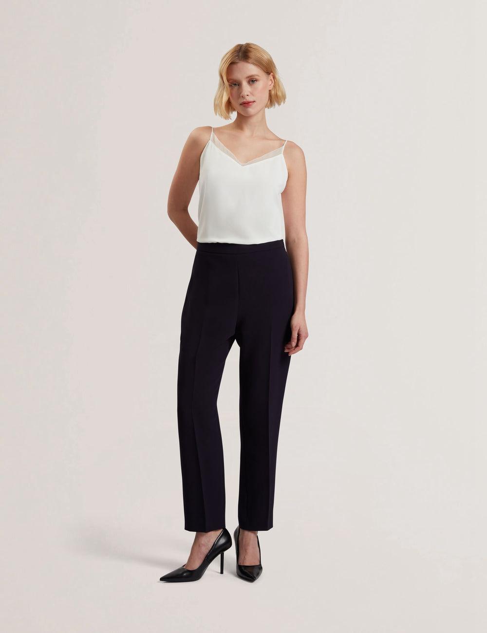 Women Ted Baker MANABTL - High Waist Tapered Leg Tailored Trousers Navy | KSA  5698-WOGZT