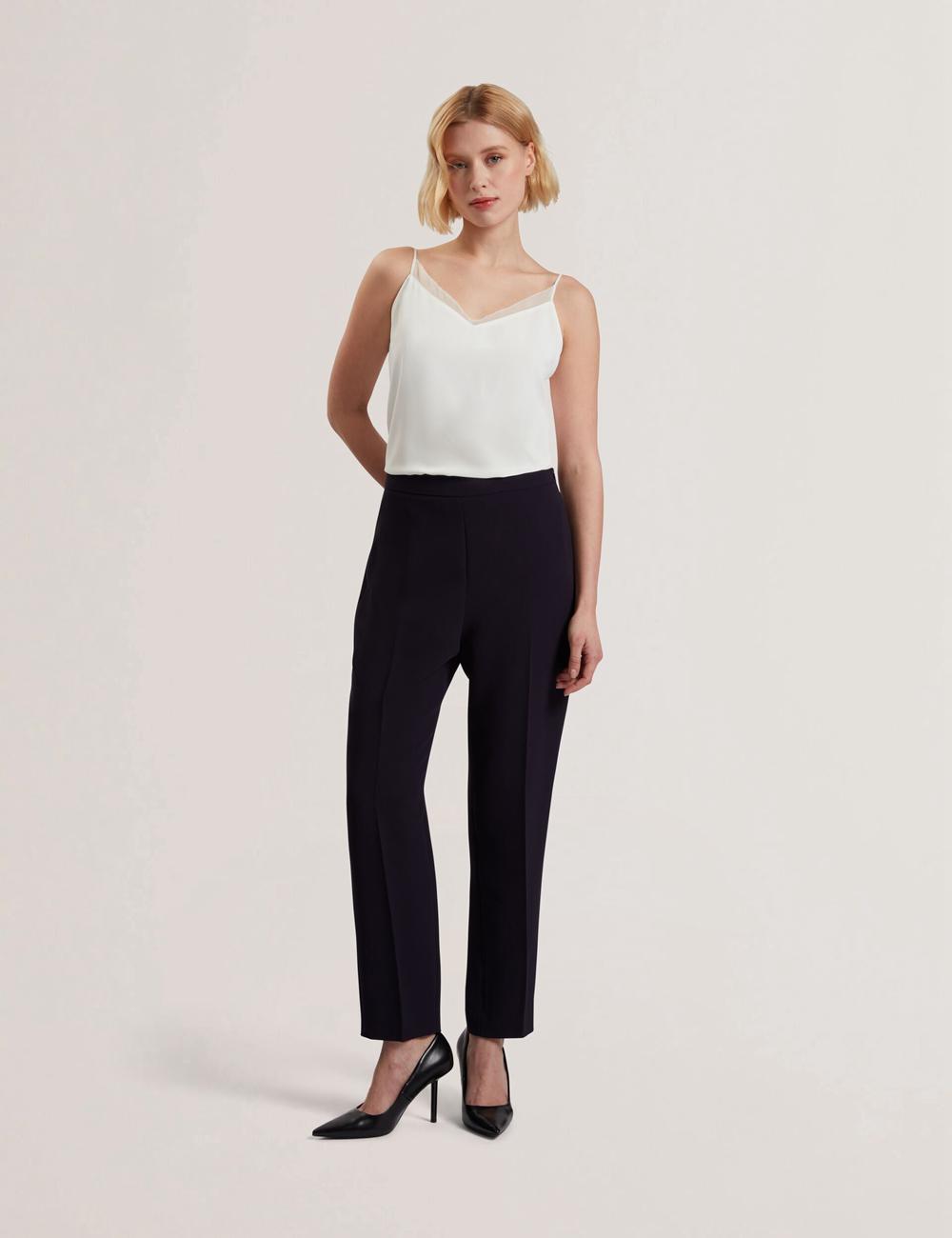 Women Ted Baker MANABTL - High Waist Tapered Leg Tailored Trousers Navy | KSA  5698-WOGZT