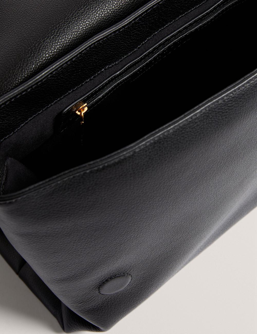 Women Ted Baker MARGOU - Padded Leather Large Fold Over Shoulder Bags Black | KSA  1892-JOWBK