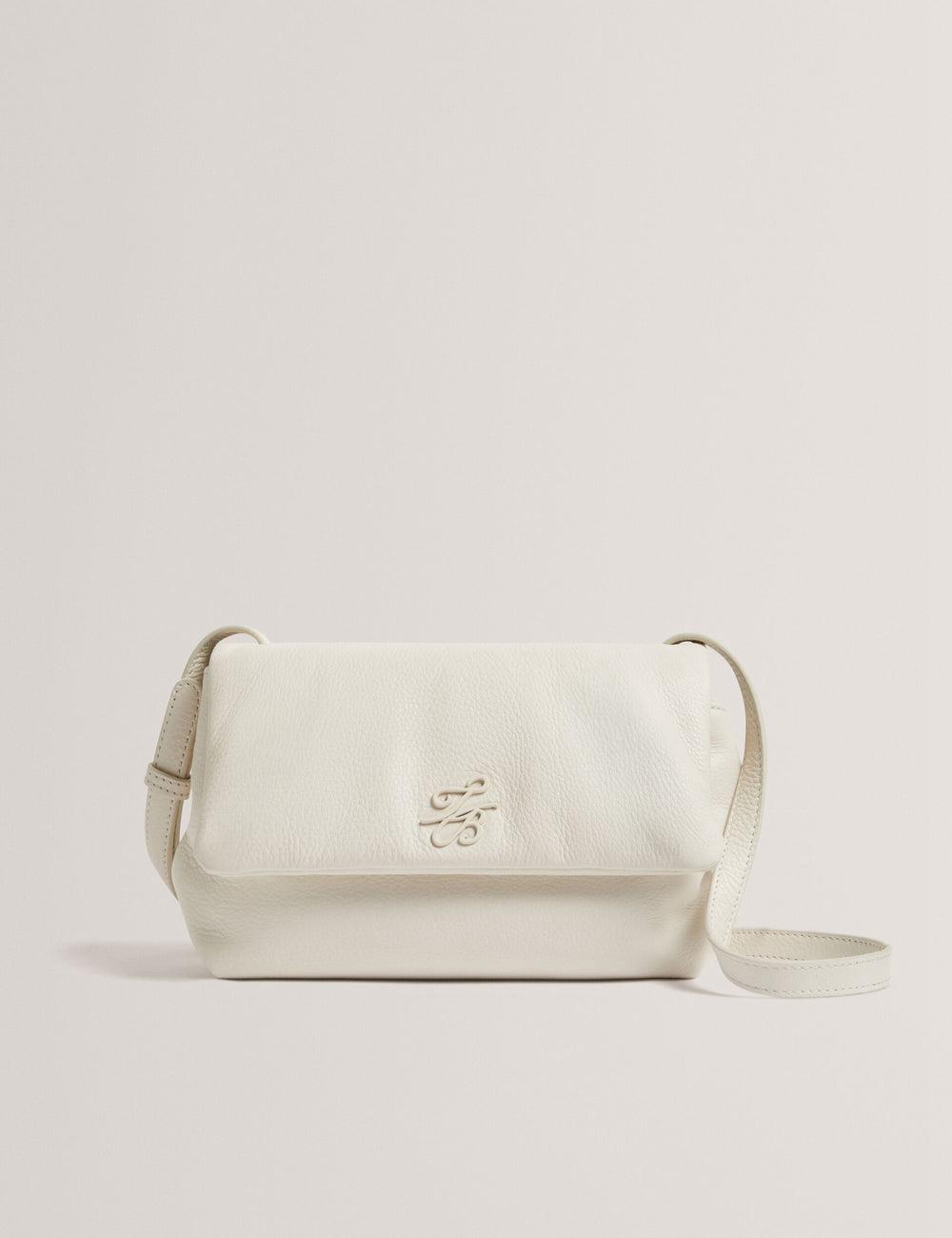 Women Ted Baker MARRISA - Padded Leather Fold Over Crossbody Bags Ecru | KSA  5012-XYAMW