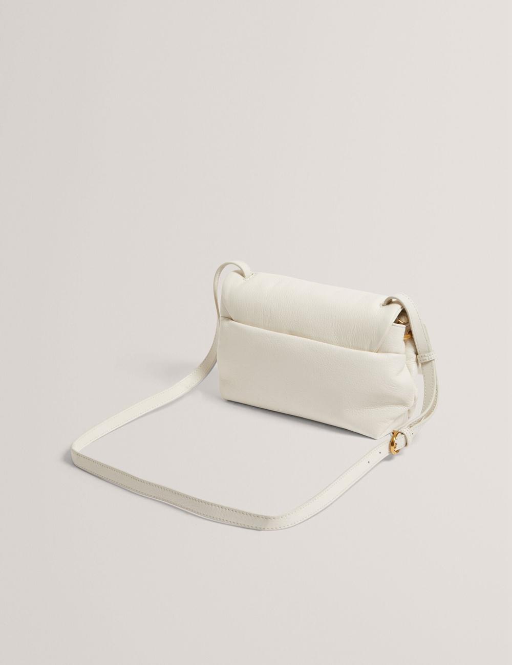 Women Ted Baker MARRISA - Padded Leather Fold Over Crossbody Bags Ecru | KSA  5012-XYAMW