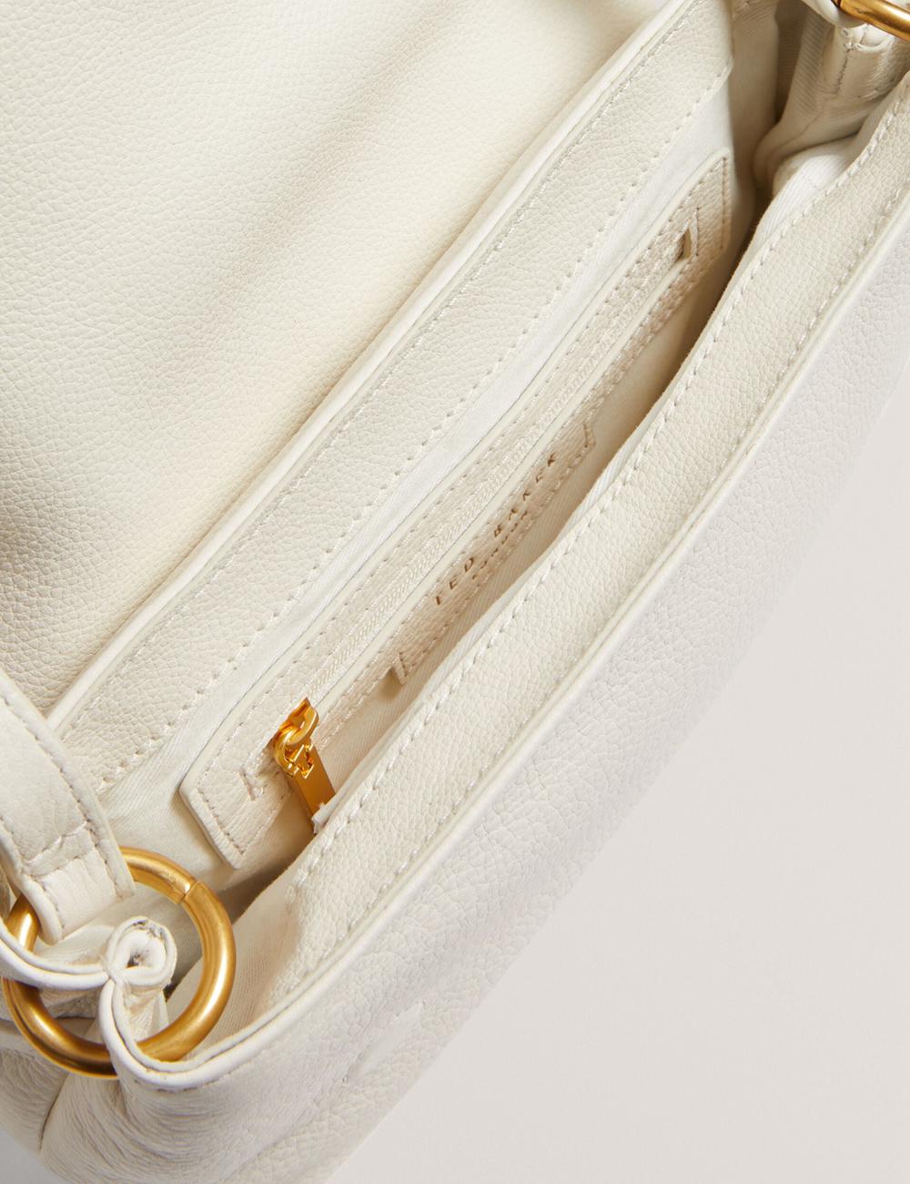 Women Ted Baker MARRISA - Padded Leather Fold Over Crossbody Bags Ecru | KSA  5012-XYAMW