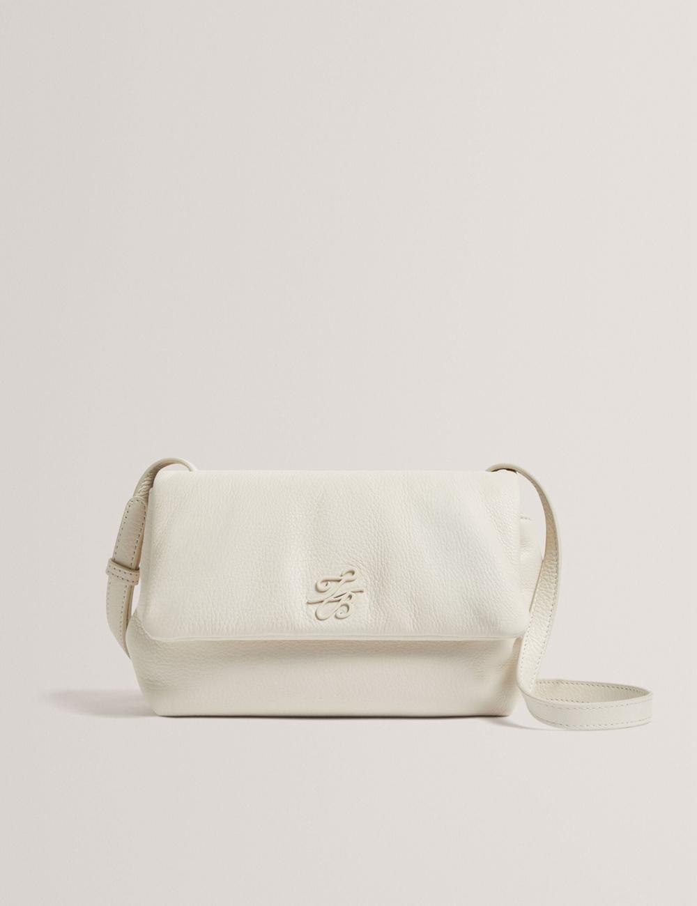 Women Ted Baker MARRISA - Padded Leather Fold Over Crossbody Bags Ecru | KSA  5012-XYAMW