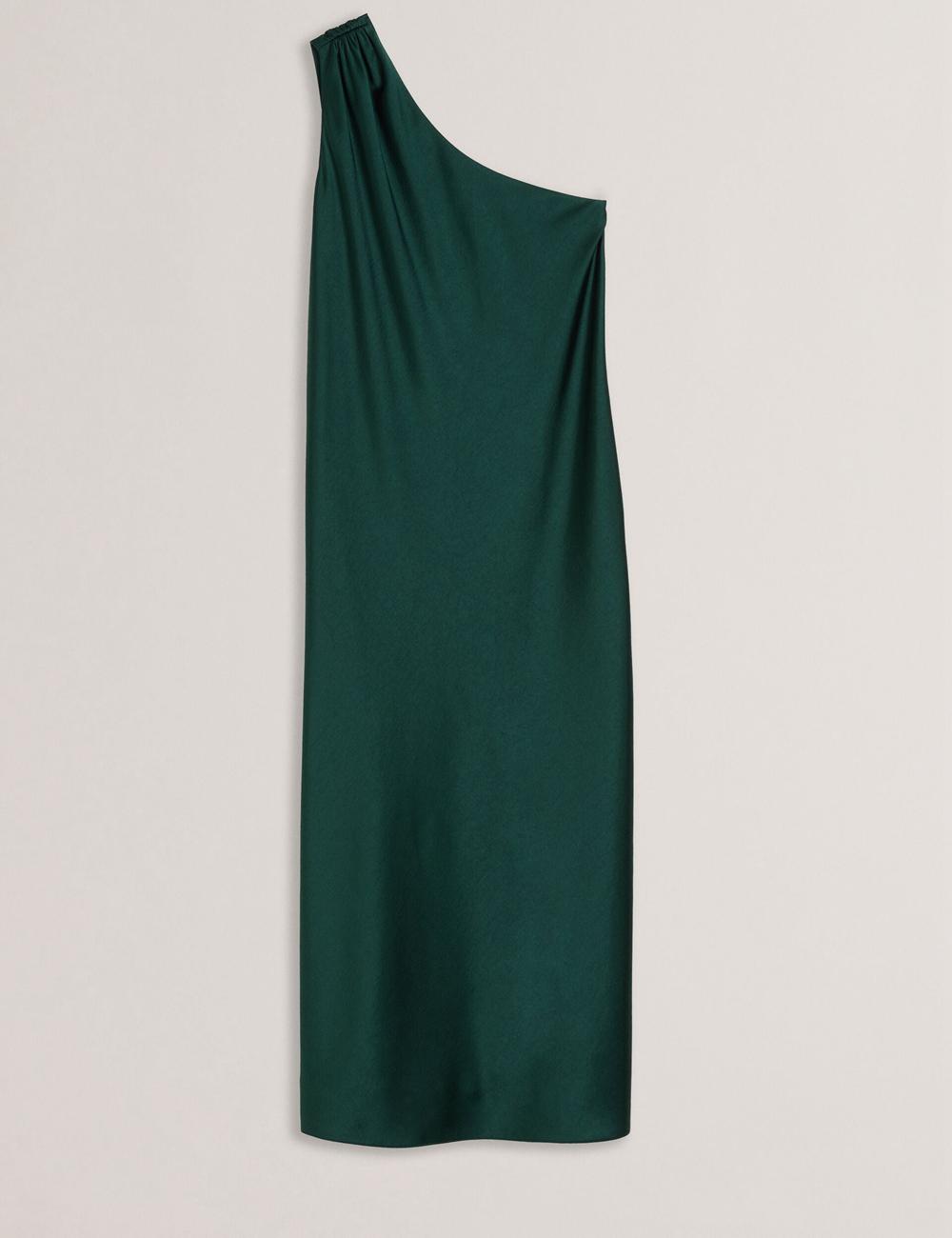 Women Ted Baker MELGAR - Satin One Shoulder Midi Dresses Dk-Green | KSA  0756-TVLFG
