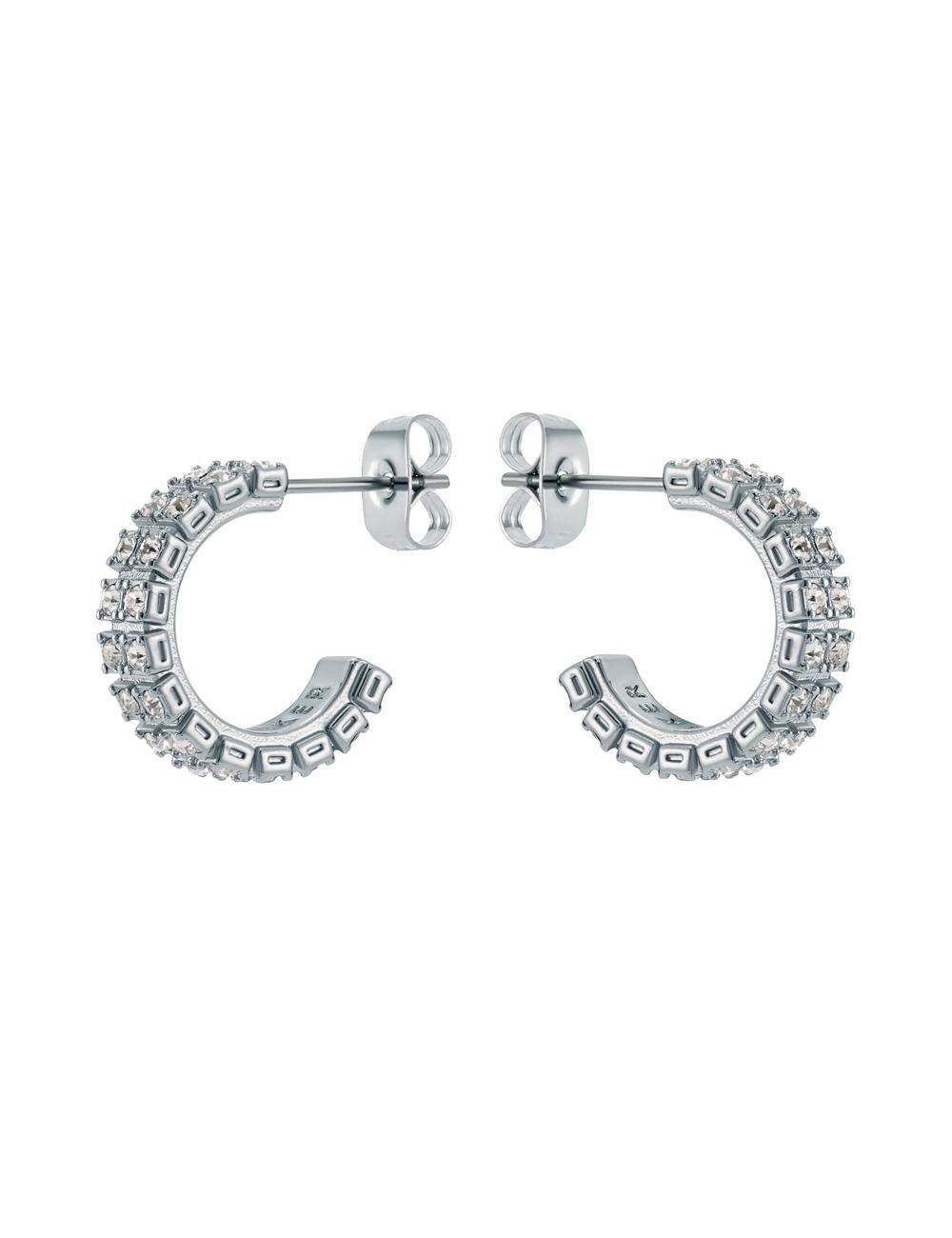 Women Ted Baker MELLRIE - Double Row Crystal Hoop Earrings Silver | KSA  8132-SDTFQ