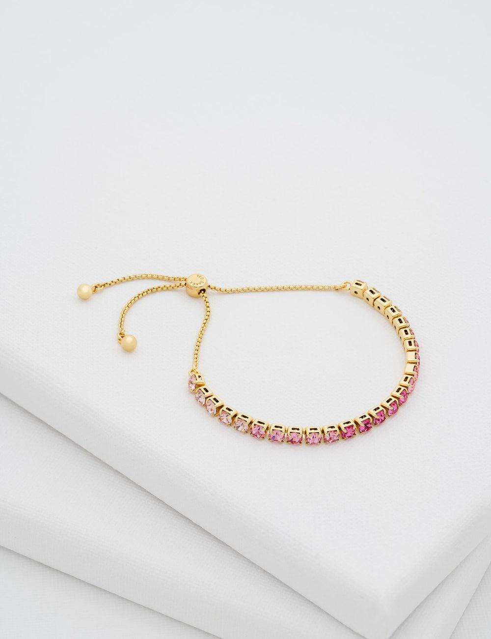 Women Ted Baker MELRAH - Crystal Adjustable Tennis Bracelets Pink | KSA  5871-BUNMQ