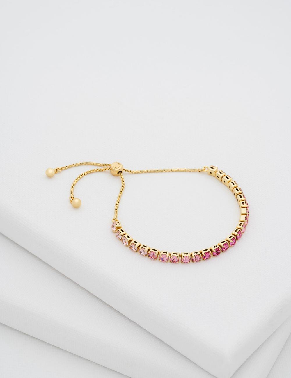 Women Ted Baker MELRAH - Crystal Adjustable Tennis Bracelets Pink | KSA  5871-BUNMQ