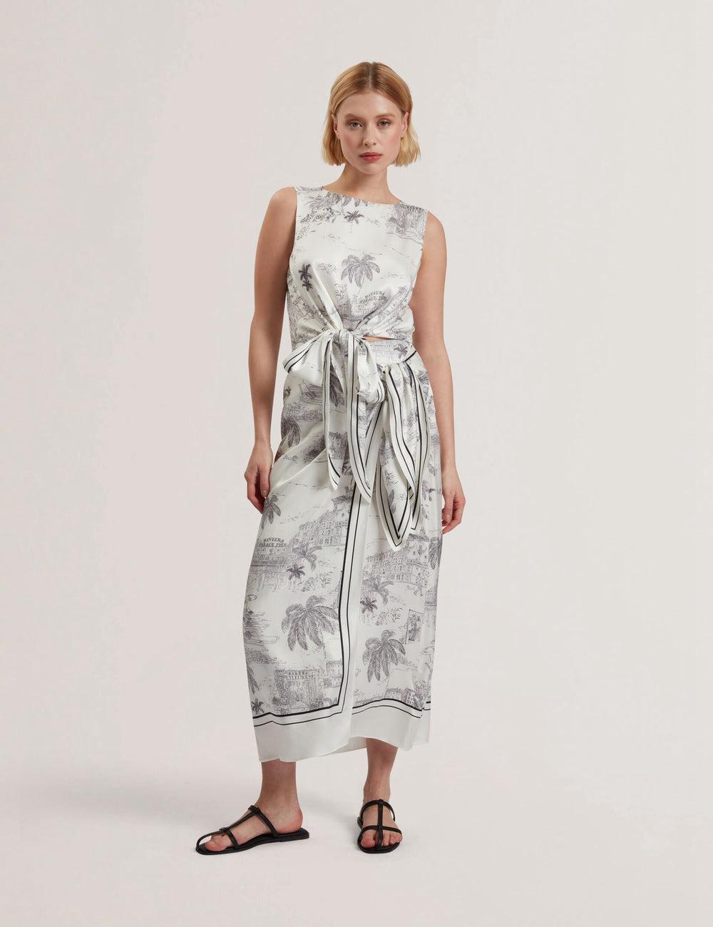 Women Ted Baker MELVA - Printed Detail Wrap Midi Skirts Ivory | KSA  2754-ZQWCJ