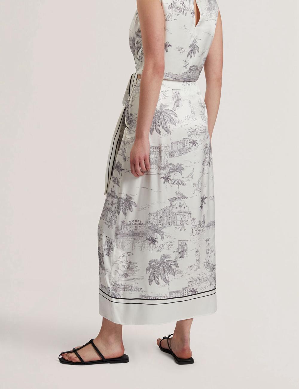 Women Ted Baker MELVA - Printed Detail Wrap Midi Skirts Ivory | KSA  2754-ZQWCJ