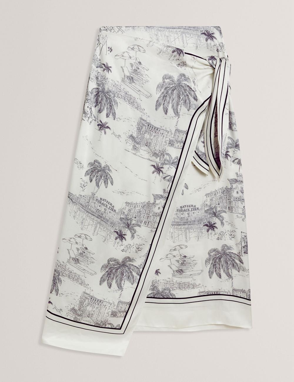 Women Ted Baker MELVA - Printed Detail Wrap Midi Skirts Ivory | KSA  2754-ZQWCJ