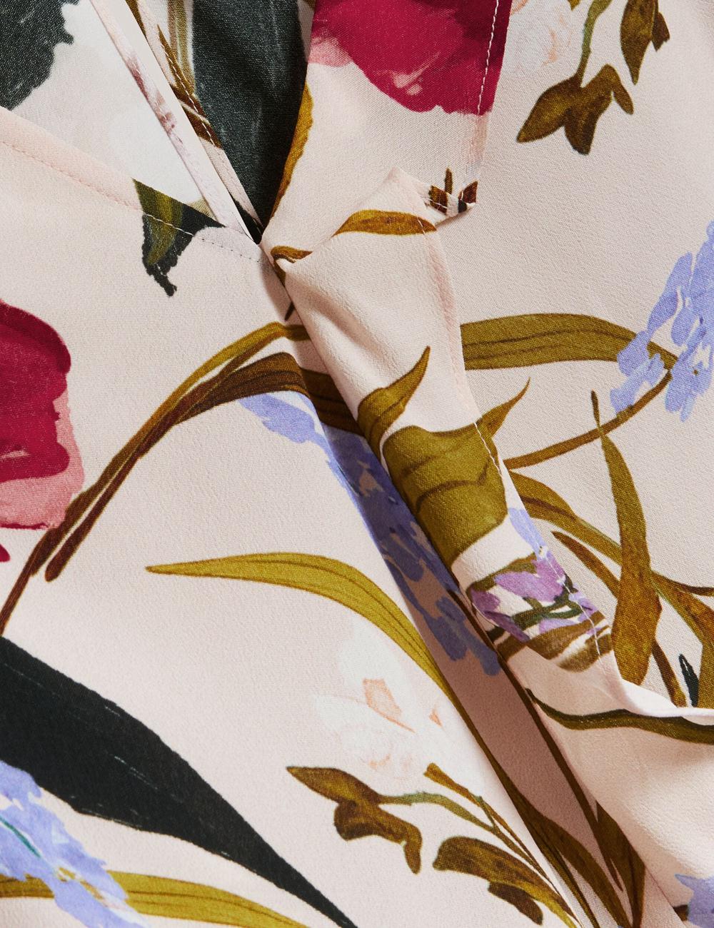Women Ted Baker MINASA - Floral Print Frill Trim Long Sleeve Blouses Pink | KSA  5321-PJUXN
