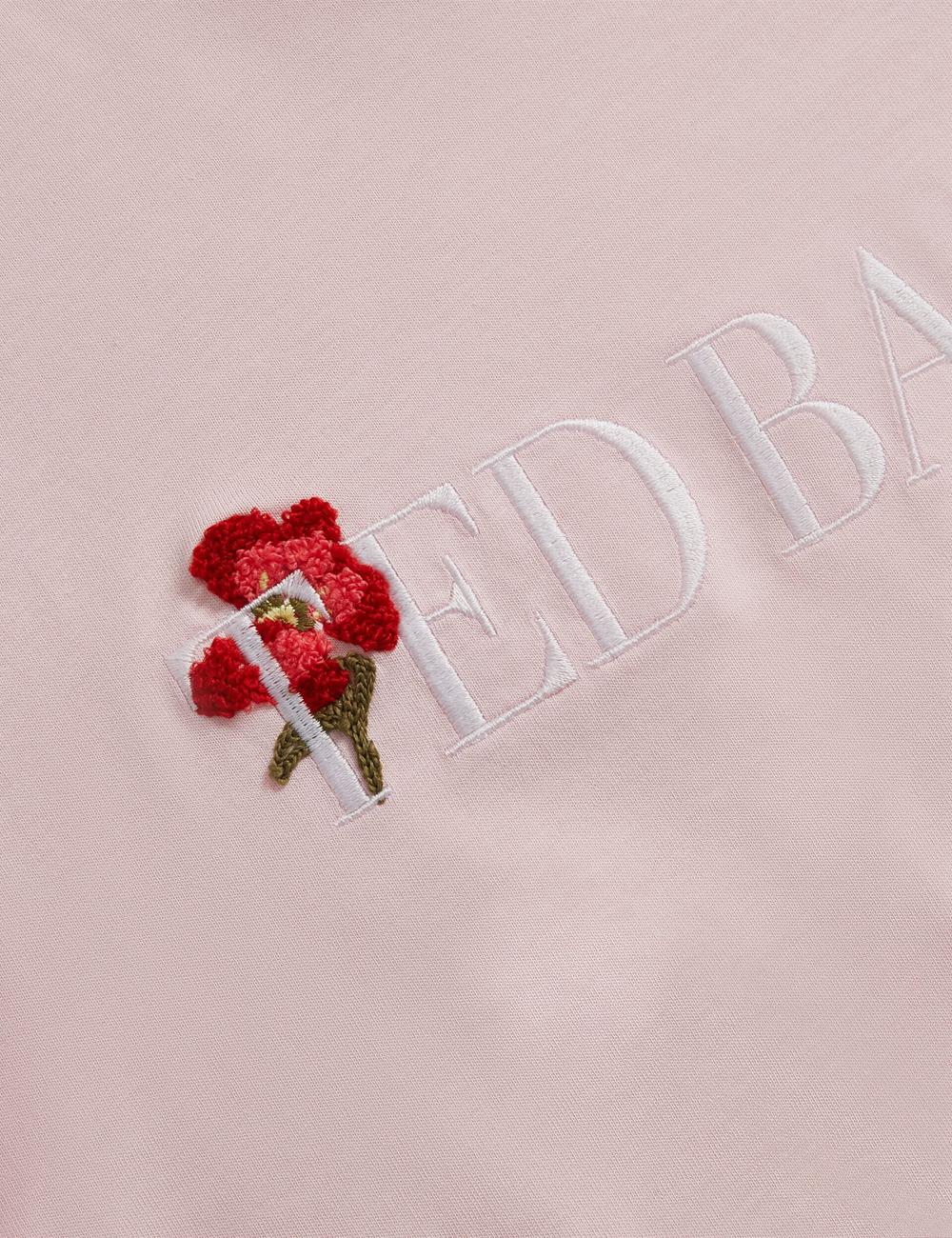 Women Ted Baker MOLII - Embroidered Logo Cropped Cotton T-Shirts Pink | KSA  0197-CPHEB