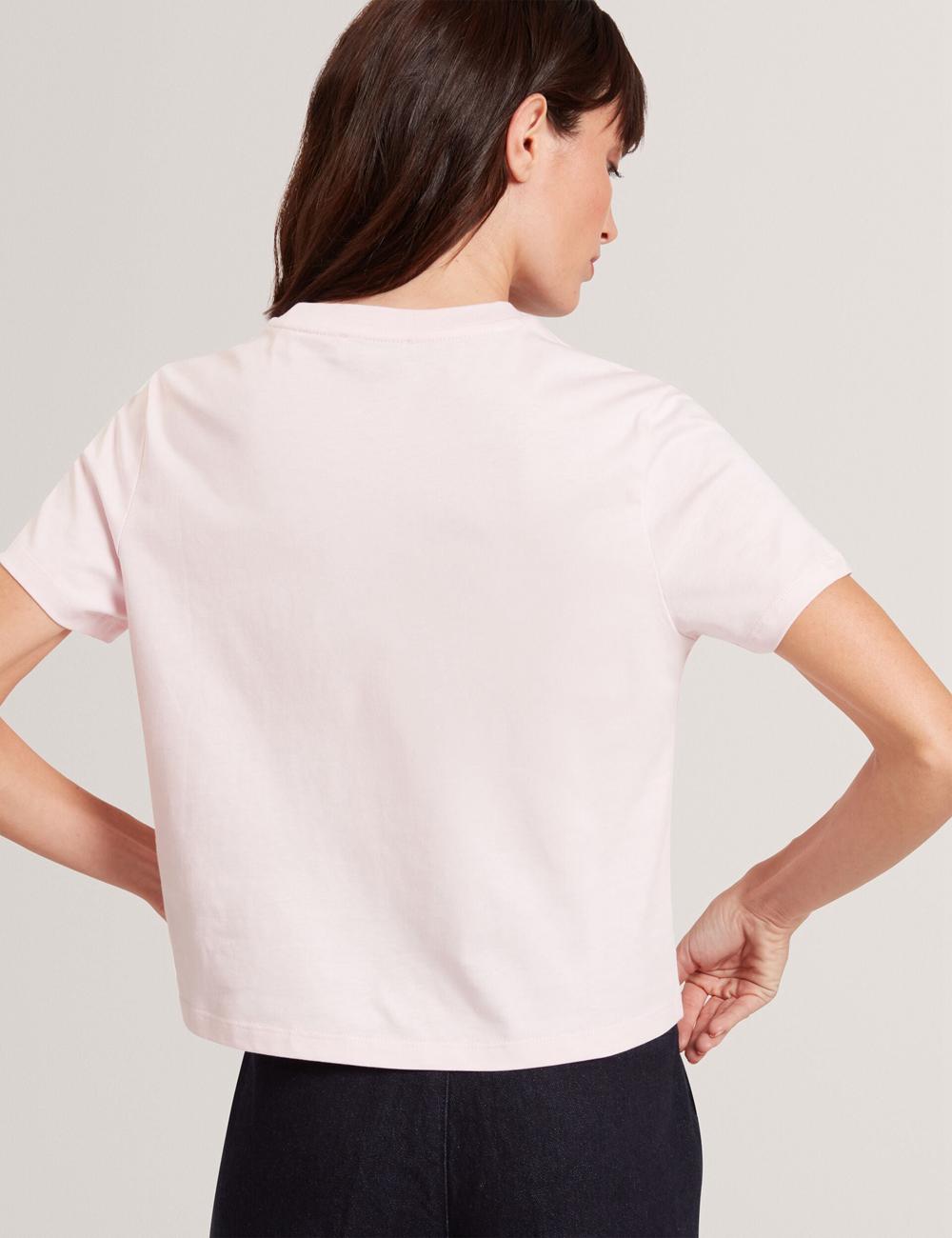 Women Ted Baker MOLII - Embroidered Logo Cropped Cotton T-Shirts Pink | KSA  0197-CPHEB